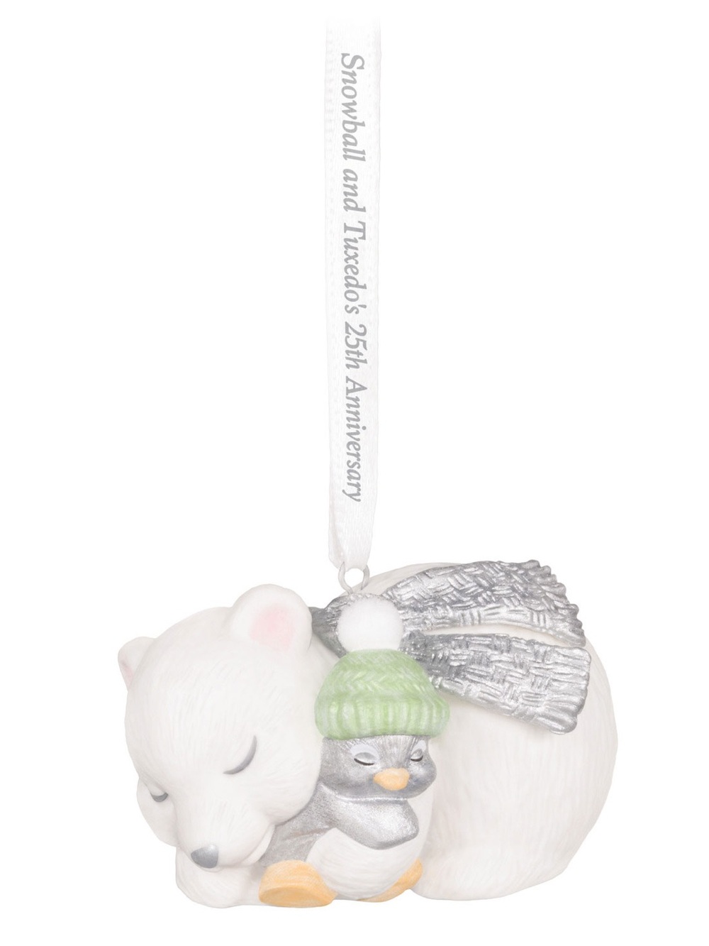 25th Anniversary Snowball and Tuxedo Porcelain Ornament
